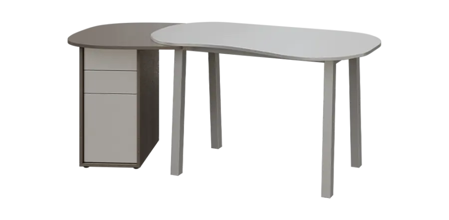 EFU 02 L stůl kancelářský, levý, masivní dřevěná podnož, deska 18 mm, široký 1820 mm, metalická